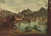 Jean-Baptiste Camille Corot Stadt und See von Como oil painting